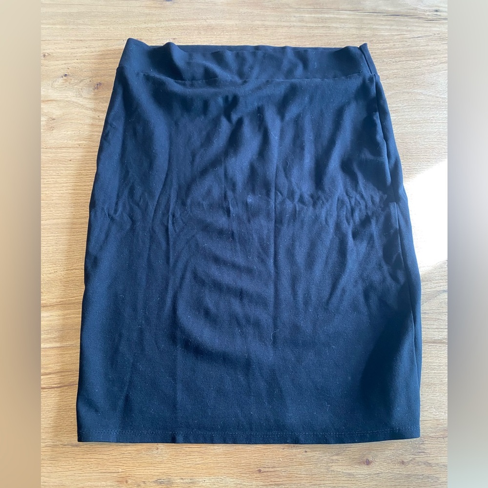 Double Take Stretch Knit Pencil Skirt Black No‎ Slit Women’s Large Preloved
